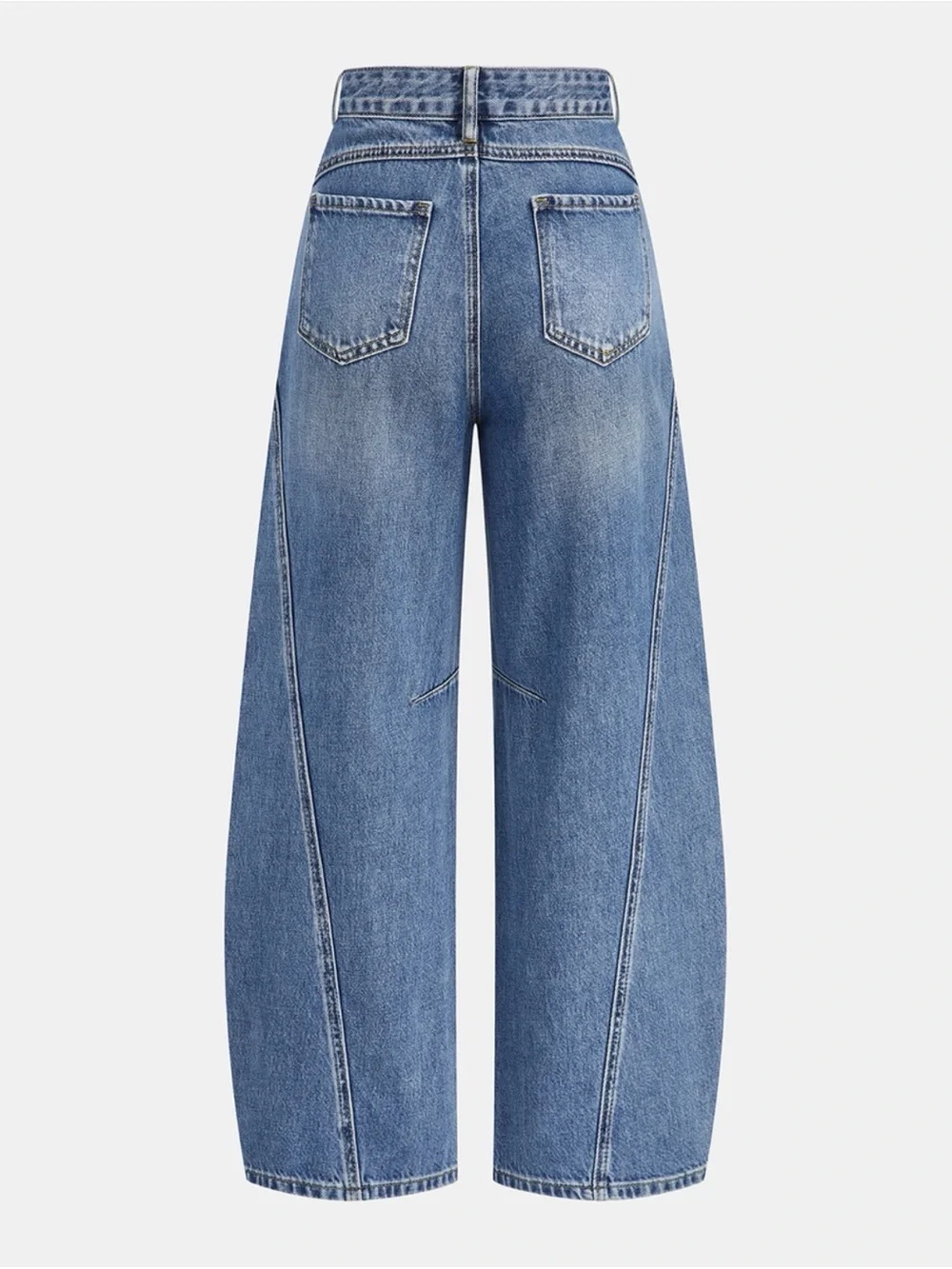Commense Wide-Leg High-Rise Blue Denim Jeans
